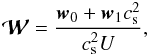 \appendix \setcounter{section}{1} \begin{eqnarray} \label{w0_0} \vec{\cal W} =\frac{\vec w_0 + \vec w_1 c_{\rm s}^2}{c_{\rm s}^2 U}, \end{eqnarray}