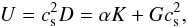 \appendix \setcounter{section}{1} \begin{eqnarray} U = c_{\rm s}^2 D = \alpha K + G c_{\rm s}^2, \end{eqnarray}