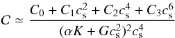 \appendix \setcounter{section}{1} \begin{eqnarray} {\cal C} \simeq \frac{C_0 + C_1 c_{\rm s}^2 + C_2 c_{\rm s}^4 + C_3 c_{\rm s}^6}{(\alpha K + G c_{\rm s}^2)^2 c_{\rm s}^4} \end{eqnarray}