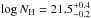 \hbox{$\log N_{\rm H} = 21.5^{+0.4}_{-0.2}$}