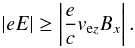 \begin{equation} \label{Edom} \left|eE\right|\geq \left|\frac{e}{c}v_{\mathrm ez}B_{x}\right|. \end{equation}