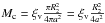 \hbox{$M_{\rm c}=\xi_{\rm v}\frac{\pi R_{\rm 2}^{\rm 2}}{4\pi a^{\rm 2}}=\xi_{\rm v}\frac{R_{\rm 2}^{\rm 2}}{4a^{\rm 2}}$}