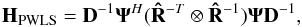 \begin{equation} \bH_{\text{PWLS}} = \bD^{-1}\bAt^H(\bRh^{-T} \otimes \bRh^{-1})\bAt\bD^{-1}, \end{equation}