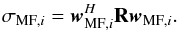 \appendix \setcounter{section}{2} \begin{equation} \MFDIind{i}=\bw_{\text{MF},i}^H\bR\bw_{\text{MF},i}. \end{equation}