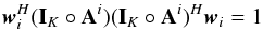 \appendix \setcounter{section}{2} \begin{equation} \label{eq:mvdrconst_mulit} \bw_i^H(\bI_K \circ \bA^i)(\bI_K \circ \bA^i)^H\bw_i=1 \end{equation}