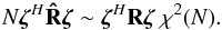 \appendix \setcounter{section}{3} \begin{equation} N\bzeta^H\bRh\bzeta \sim \bzeta^H\bR\bzeta~ \chi^2(N). \end{equation}