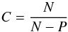 \appendix \setcounter{section}{3} \begin{equation} \label{eq:C} C=\frac{N}{N-P} \end{equation}