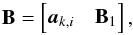 \appendix \setcounter{section}{3} \begin{equation} \bB=\begin{bmatrix}\ba_{k,i} & \bB_1 \end{bmatrix}, \end{equation}