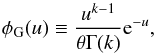 \begin{equation} \phi_{\rm G}(u)\equiv \frac{u^{k-1}}{\theta\Gamma(k)}{\rm e}^{-u}, \label{defgam} \end{equation}