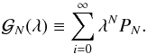 \appendix \setcounter{section}{2} \begin{equation} \mathcal{G}_N(\lambda)\equiv\sum_{i=0}^{\infty}\lambda^NP_N. \label{gener} \end{equation}