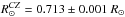 \hbox{$R_\odot^{CZ}=0.713\pm 0.001 ~R_\odot$}
