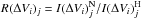 \hbox{$R(\Delta V_{i})_{j} = I(\Delta V_{i})_{j}^{\rm N}/I(\Delta V_{i})_{j}^{\rm H}$}
