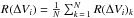 \hbox{$R(\Delta V_{i}) = \frac{1}{N}\sum_{k\,=\,1}^N R(\Delta V_{i})_{k}$}