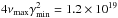 \hbox{$4\nu_{\rm max}\gamma_{\rm min}^2 = 1.2\times 10^{19}\,$}