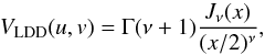 \begin{equation} V_\mathrm{LDD}(u,v) = \Gamma(\nu+1)\frac{J_\nu (x)}{(x/2)^\nu}\label{Eq:VisLDD} , \end{equation}