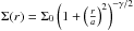 \hbox{$\Sigma(r)=\Sigma_0 \left(1+\left(\frac{r}{a}\right)^2\right)^{-\gamma/2}$}