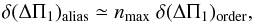 \begin{equation} \ddpialias \simeq \nmax \ \ddpiordre , \label{erreur_hole} \end{equation}