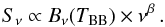 \begin{equation} S_\nu \propto B_\nu(T_{\rm BB}) \times \nu^{\beta} \, . \label{eq:greybody} \end{equation}