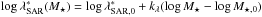\hbox{$\log \lambda^*_{\rm SAR}(M_{\star})=\log \lambda^*_{\rm SAR,0}+k_{\lambda} (\log M_\star-\log M_{\star,0})$}