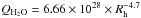 \hbox{$Q_{\rm H_2O} = 6.66 \times 10^{28} \times R_{\rm h}^{-4.7}$}
