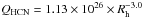 \hbox{$Q_{\rm HCN} = 1.13 \times 10^{26} \times R_{\rm h}^{-3.0}$}