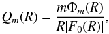\begin{equation} Q_m (R) = \frac{m \Phi_m (R)}{R |F_0 (R)|}, \end{equation}