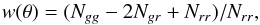 \begin{equation} w(\theta)=(N_{gg} - 2N_{gr} + N_{rr})/N_{rr} , \end{equation}