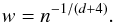 \begin{equation} w = n^{-1/(d+4)}. \end{equation}