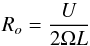 \appendix \setcounter{section}{1} \begin{equation} R_o=\frac{U}{2 \Omega L} \label{rossby_number} \end{equation}