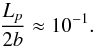 \appendix \setcounter{section}{1} \begin{equation} \frac{L_{p}}{2b} \approx 10^{-1} . \end{equation}