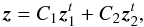 \appendix \setcounter{section}{2} \begin{equation} \vec{z}=C_1\vec{z}_1^t+C_2\vec{z}_2^t , \end{equation}