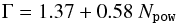 \begin{equation} \label{pow_rel_eq}{\Gamma = 1.37 + 0.58\ N_{\tt pow}} \end{equation}