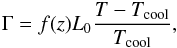 \begin{eqnarray} \Gamma = f(z) L_0 \frac{T-T_{\rm cool}}{T_{\rm cool}}, \end{eqnarray}