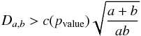 \appendix \setcounter{section}{5} \begin{equation} D_{a,b} > c(p_\mathrm{value}) \sqrt{\frac{a+b}{ab}}\label{kse2} \end{equation}