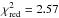 \hbox{$\chi^2_\mathrm{red} = 2.57$}