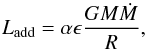 \begin{equation} \Ladd =\alpha\epsilon\frac{GM\dot{M}}{R}, \label{eq:acc-eng} \end{equation}