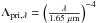 \hbox{$\Lambda_{\mathrm{pri},\lambda} = \left(\frac{\lambda}{1.65~\mu \mathrm{m}}\right)^{-4}$}