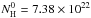 \hbox{$N_{\rm H}^0 = 7.38\times 10^{22}$}
