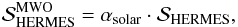 \begin{eqnarray} \mathcal{S}^{\rm MWO}_{\rm HERMES} = \alpha_{\rm solar} \cdot \mathcal{S}_{\rm HERMES}, \label{eq:sIndexCalibration} \end{eqnarray}