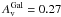 \hbox{$A_{\rm{v}}^{\rm Gal}=0.27$}