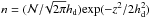 \hbox{$n = (\mathcal{N}/\!\sqrt{2\pi}h_{\rm d}){\rm exp}(-z^2/2h_{\rm d}^2)$}
