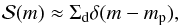 \appendix \setcounter{section}{1} \begin{eqnarray} {\cal S}(m) \approx {\Sigma}_{\rm d}{\delta}(m - m_{\rm p}), \label{eq:sigmadel} \end{eqnarray}