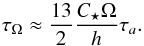 \begin{equation} \label{eq:tauomtides} \tau_{\Omega} \approx \frac{13}{2} \frac{C_\star \Omega}{h} \tau_a. \end{equation}