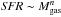 \hbox{${\it SFR} \sim \mgas^n$}