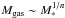 \hbox{$\mgas \sim \mstar^{1/n}$}