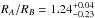 \hbox{$R_{A}/R_{B}=1.24^{+0.04}_{-0.23}$}