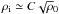 \hbox{$\rho_{\rm i}\simeq C\sqrt\rho_0$}