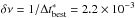 \hbox{$\delta \nu=1/\Delta t^*_{\rm best}=2.2\times10^{-3}$}