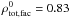 \hbox{$\rho_{\rm tot, fac}^{0}=0.83$}