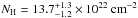 \hbox{$N_\mathrm{H}=13.7^{+1.3}_{-1.2} \times 10^{22}\ \mathrm{cm^{-2}}$}